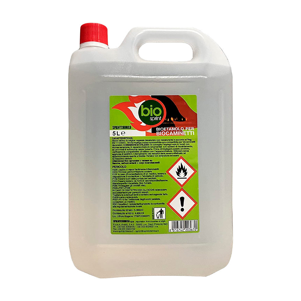 Bioetanolo Liquido Denaturato per Camini - Tanica 5 Litri