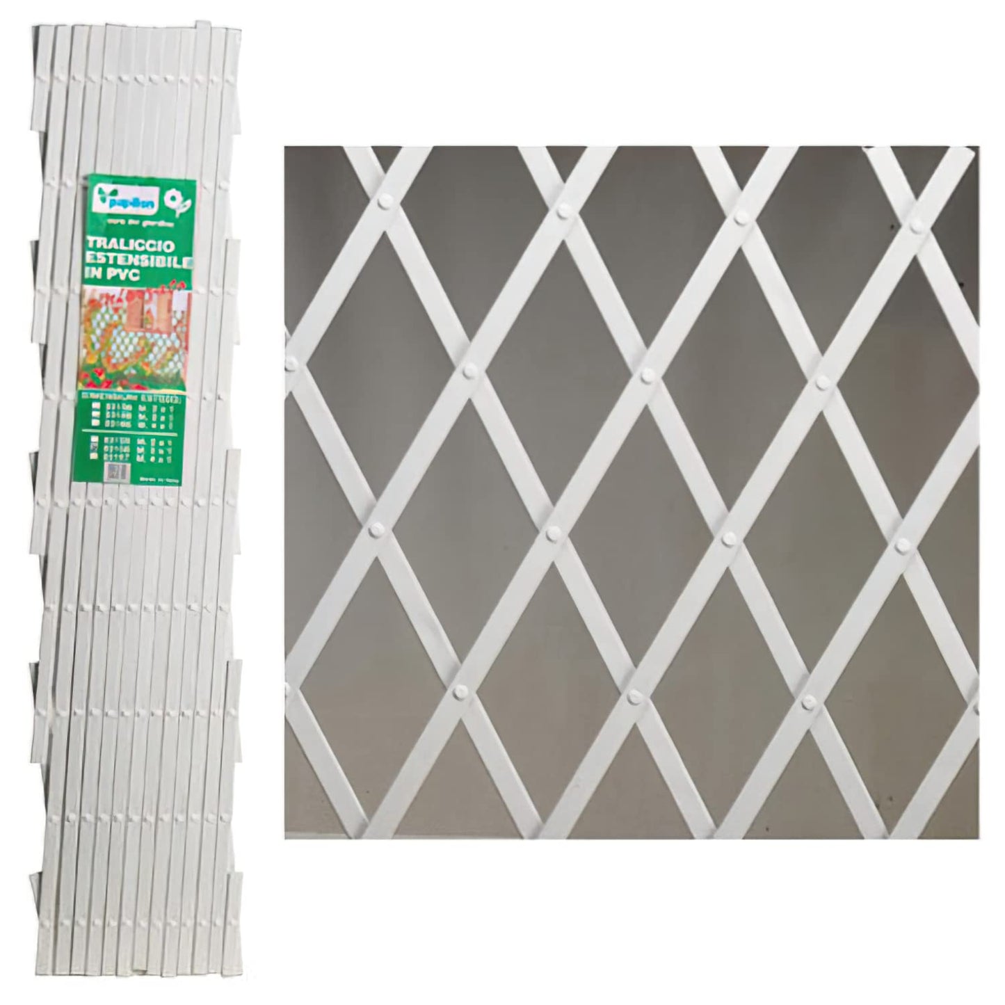Traliccio Estensibile in PVC Bianco - 2 x 1 mt
