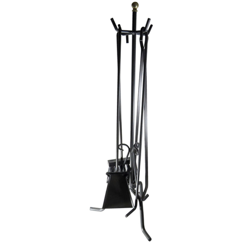 Set Accessori per Camino in Ferro Battuto - 5 Pezzi (22x70 cm)