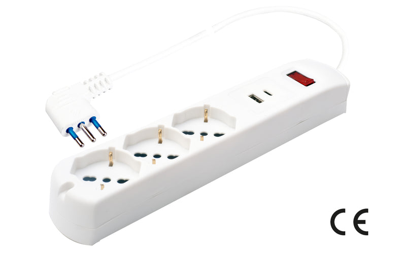 Multipresa da Tavolo con Presa Schuko e 2 Porte USB
