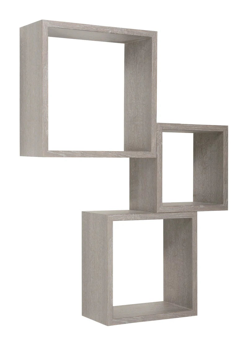Set 3 Mensole a Cubo Rovere Grigio