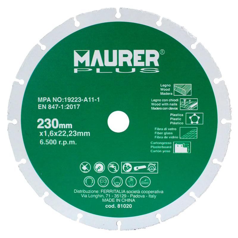Disco per Taglio Legno Maurer Plus - 230 mm