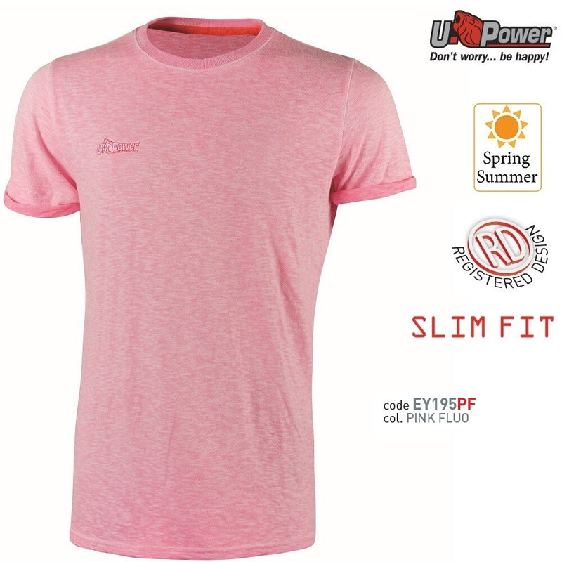 t-shirt Fluo pink u power cotone fiammato
