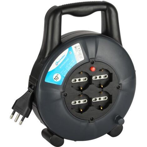 Avvolgicavo Elettrico a Tamburo - 10 mt (4 Prese Schuko)