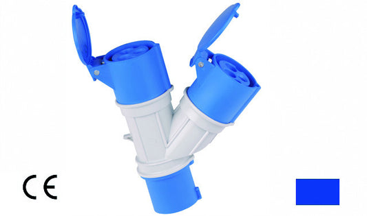 Adattatore Industriale con Spina e 2 Prese Civili – 220V