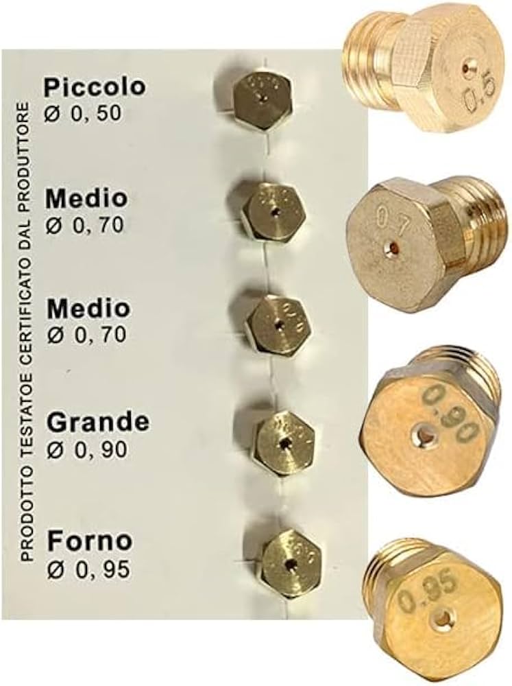Kit 5 Ugelli per Cucina a Gas GPL - Diametro 0,5 - 0,95 mm