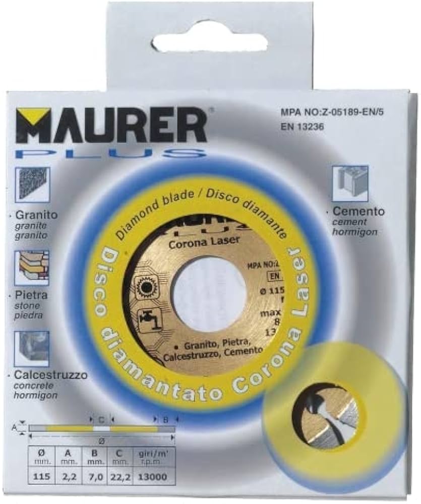 Disco Diamantato Laser Maurer per Edilizia - 115 mm