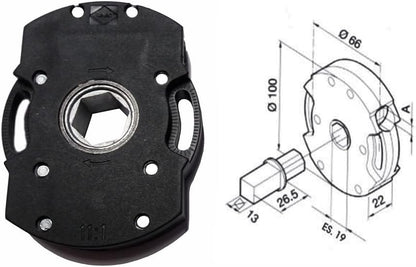 argano con finecorsa rapporto 1:11, accessorio per tapparelle,argano rapporto 1:11 per asta oscillante con innesti tapparelle