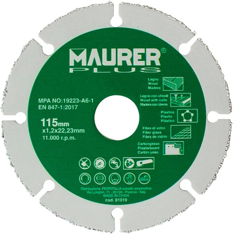 Disco per Taglio Legno Maurer Plus - 115 mm