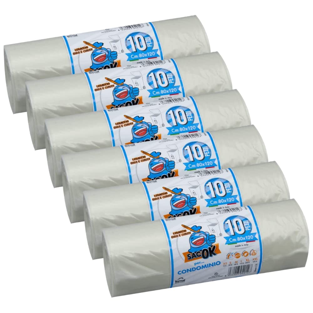 Sacchi Immondizia Trasparenti Grandi - 90x130 cm (10 pz)