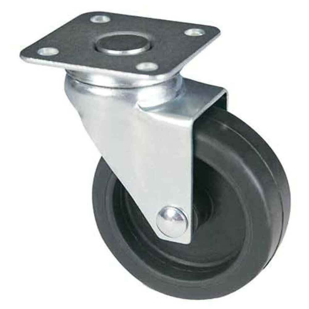 Ruote in Gomma Nera con Piastra per Mobili - d 40 mm (2 Pezzi)