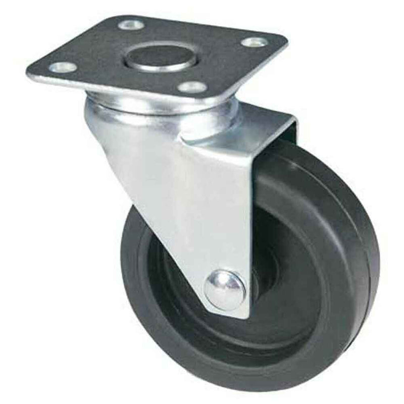 Ruote in Gomma Nera con Piastra per Mobili - d 40 mm (2 Pezzi)