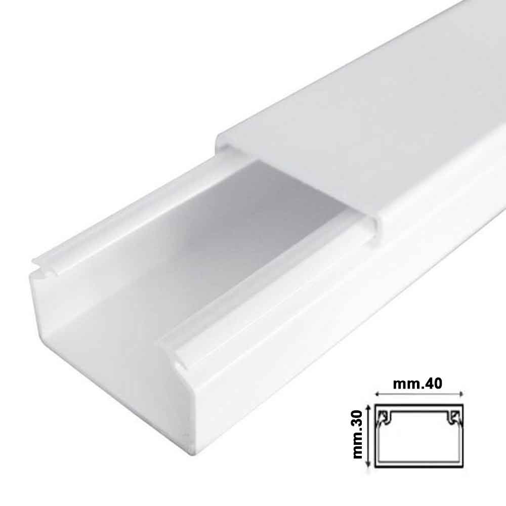 Canalina Copricavo a Parete in PVC Bianco - 40x30 mm (2 mt)