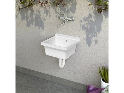 Lavatoio da Parete in Resina con Sifone Incluso - 39x39 cm