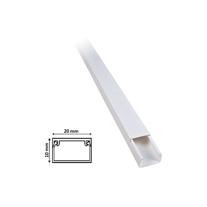 Canalina Copricavo a Parete in PVC Bianco - 20x10 mm (2 mt)