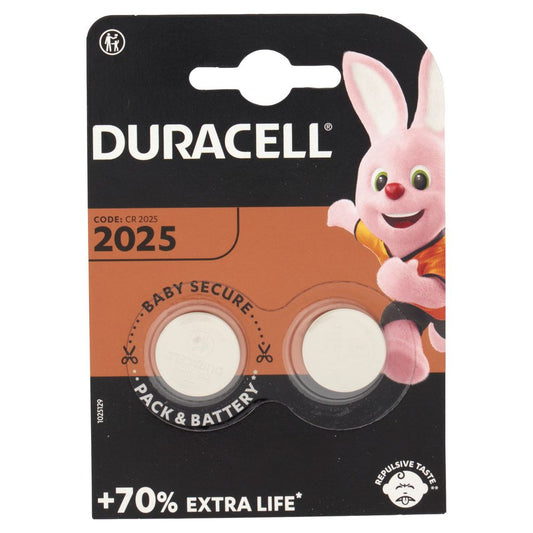 Batterie a Bottone al Litio Duracell CR2025 - 2 Pezzi
