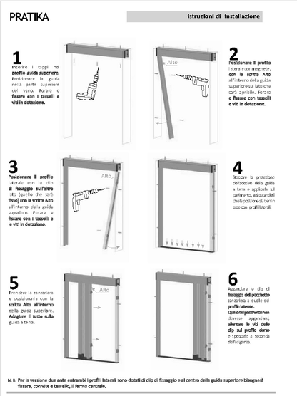 Zanzariera NEW JOLLY Pratika Plastik2 - Laterale per Porte Finestre, Senza Barriere, Guida Bassa 5mm, Carrarmato Chiuso Anti-sporco - Diversi Colori- Su Misura