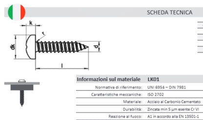 Viti Autofilettanti a Testa Cilindrica – Impronta a Croce (Tipo H) Zincate – Varie Misure
