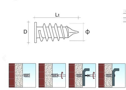 Ancorante a Elica Autoperforante per Pannelli Isolanti e Polistirolo (Testa Ø25 mm) 23X50 MM 1 PZ