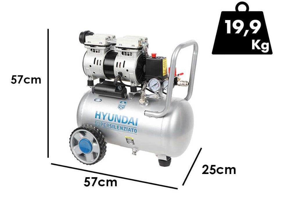 Compressore Silenziato Hyundai 24 Litri - Uso Domestico