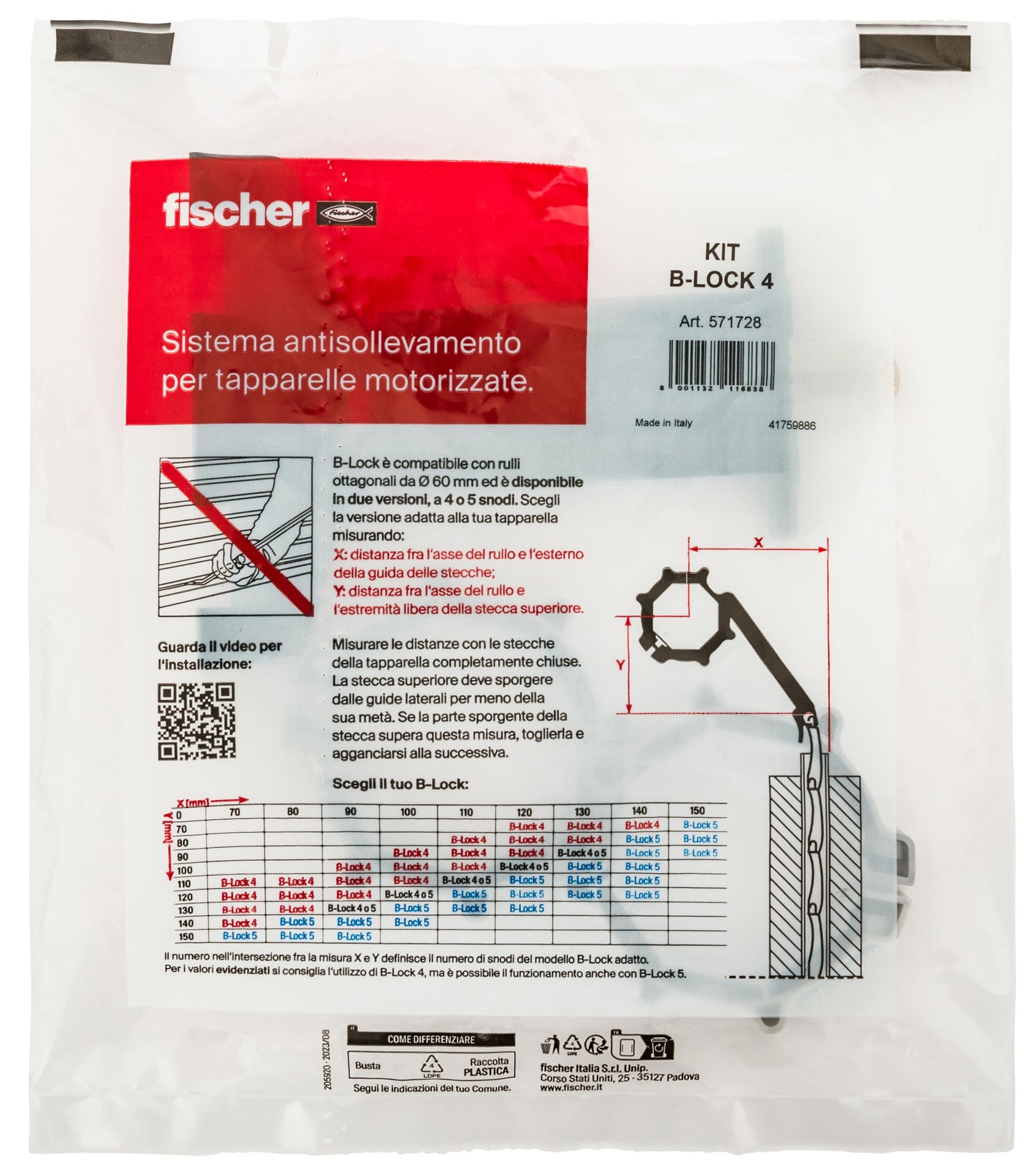 Kit B-lock 4  FISCHER  sistema di bloccaggio tapparella