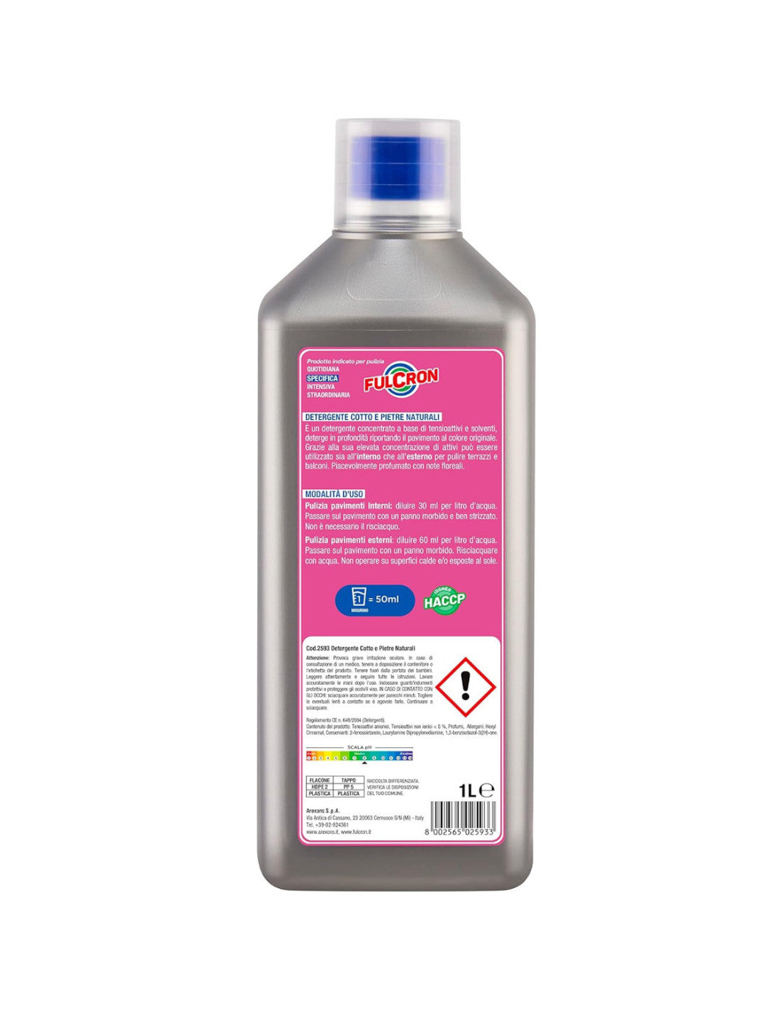 Detergente Fulcron per Cotto e Pietre Naturali – Arexons, Formula Protettiva Professionale – 1L