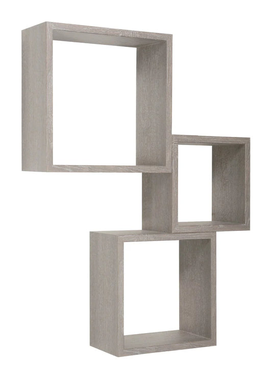 Set 3 Mensole a Cubo Rovere Grigio