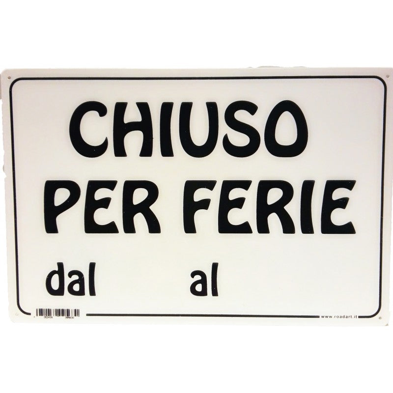 Segnaletica chiuso per ferie 30x20 cm