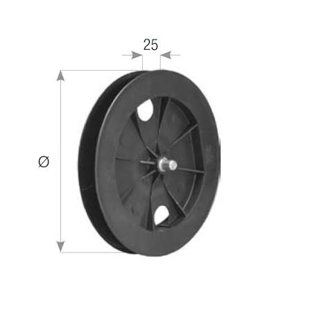 Puleggia in Plastica per Rullo Ottagonale 60 - Diametro 22 cm (Perno a Filo)