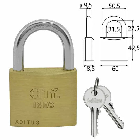 Lucchetto Pesante in Ottone ad Arco ISEO - Misura 60 mm
