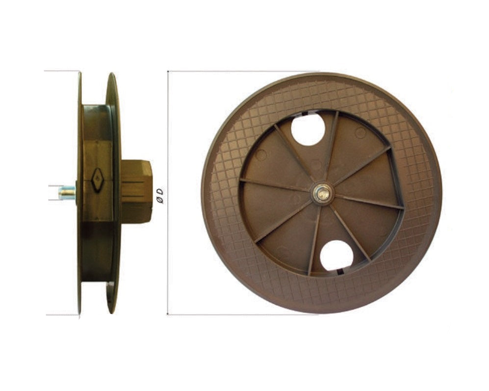 Puleggia in Plastica per Rullo Ottagonale 60 - Diametro 22 cm (Perno a Filo)