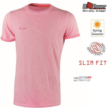 t-shirt Fluo pink u power cotone fiammato