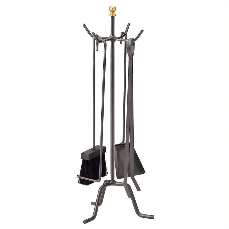 Set Accessori per Camino Corto in Ferro Nero - 4 Pezzi (60 cm)